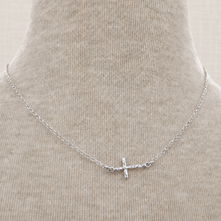 Sterling Silver Sideways Cross Necklace