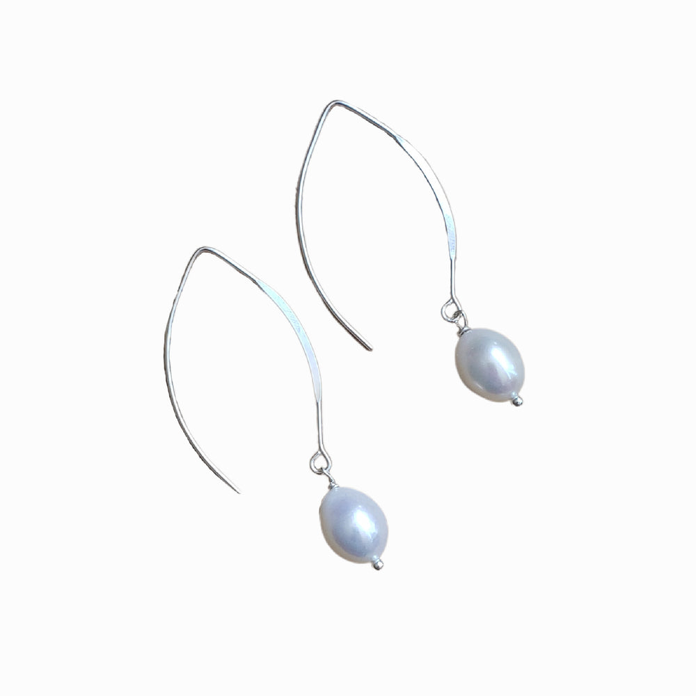 Posh Pearl sterling silver drop earrings with freshwater pearls displayed as a pair on a white background.