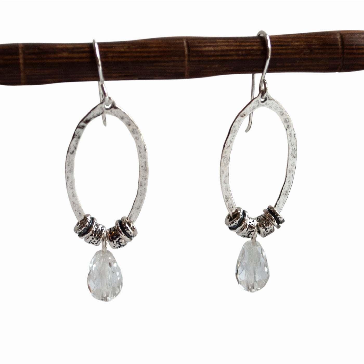 Sterling silver earrings with crystal drops